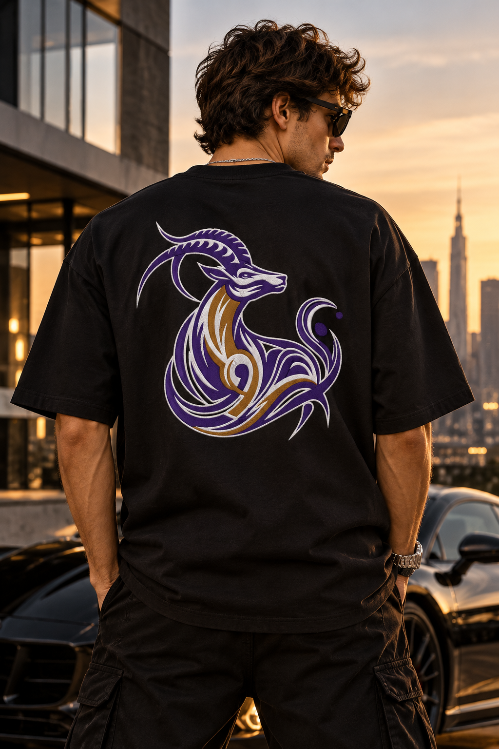 Capricorn Built Different Embroidery Oversized T-Shirt | LE BANCHO
