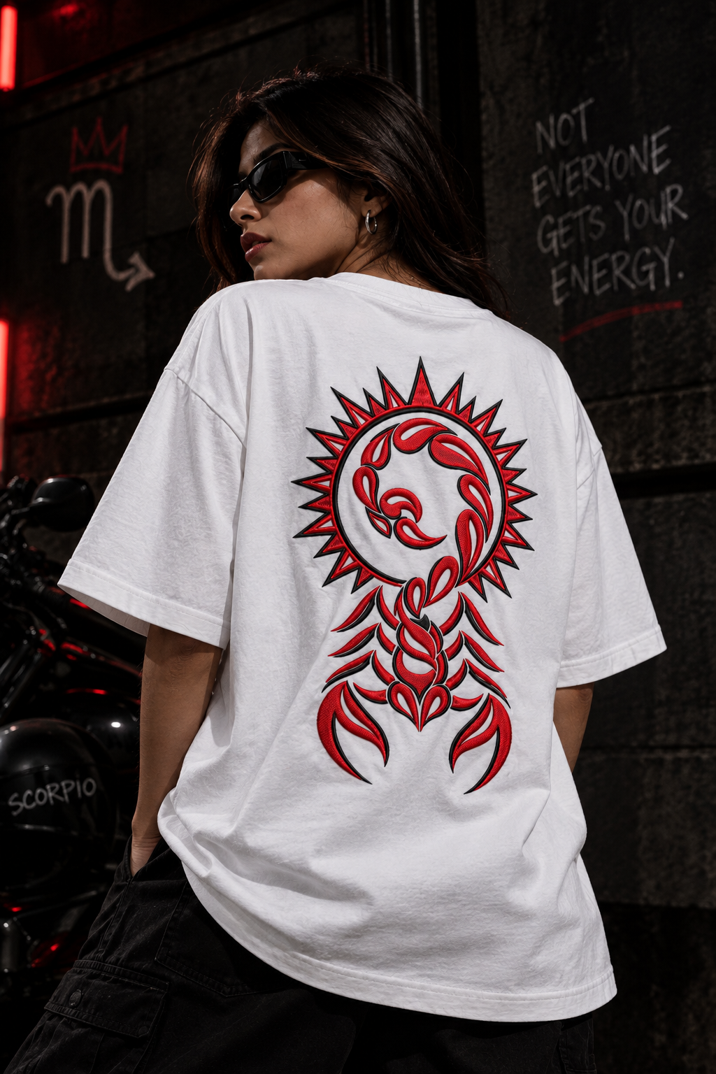 Scorpio Not Everyone Gets Your Energy Embroidery Oversized T-Shirt | LE BANCHO