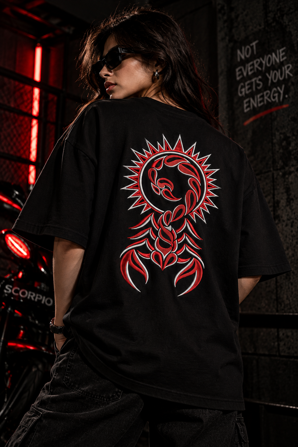 Scorpio Not Everyone Gets Your Energy Embroidery Oversized T-Shirt | LE BANCHO