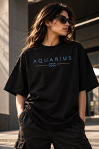 Aquarius Built Different Embroidery Oversized T-Shirt | LE BANCHO