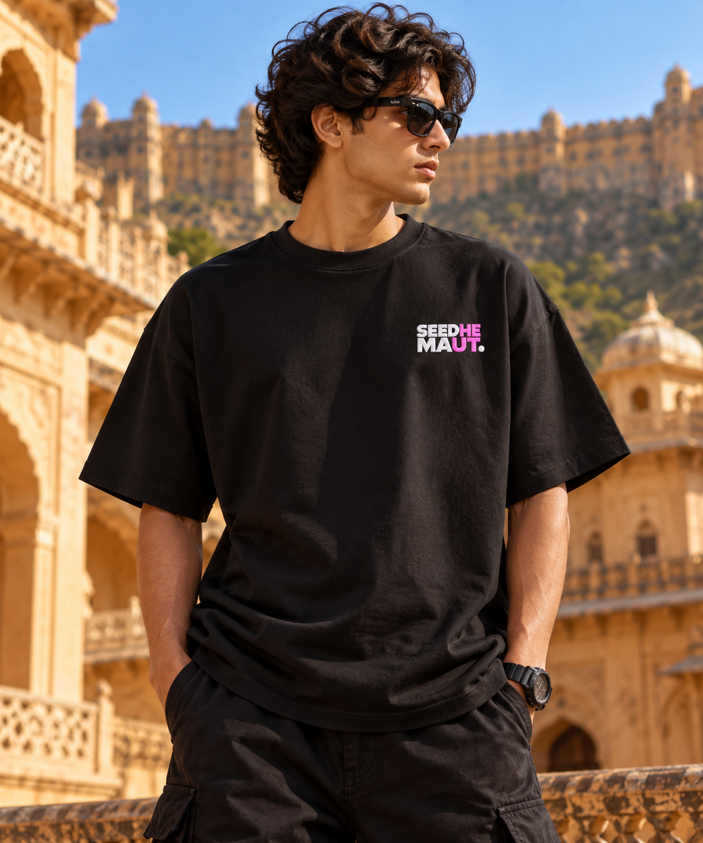 Seedhe Maut Jaipur Concert Edition Embroidery Oversized T-Shirt for Men | LE BANCHO