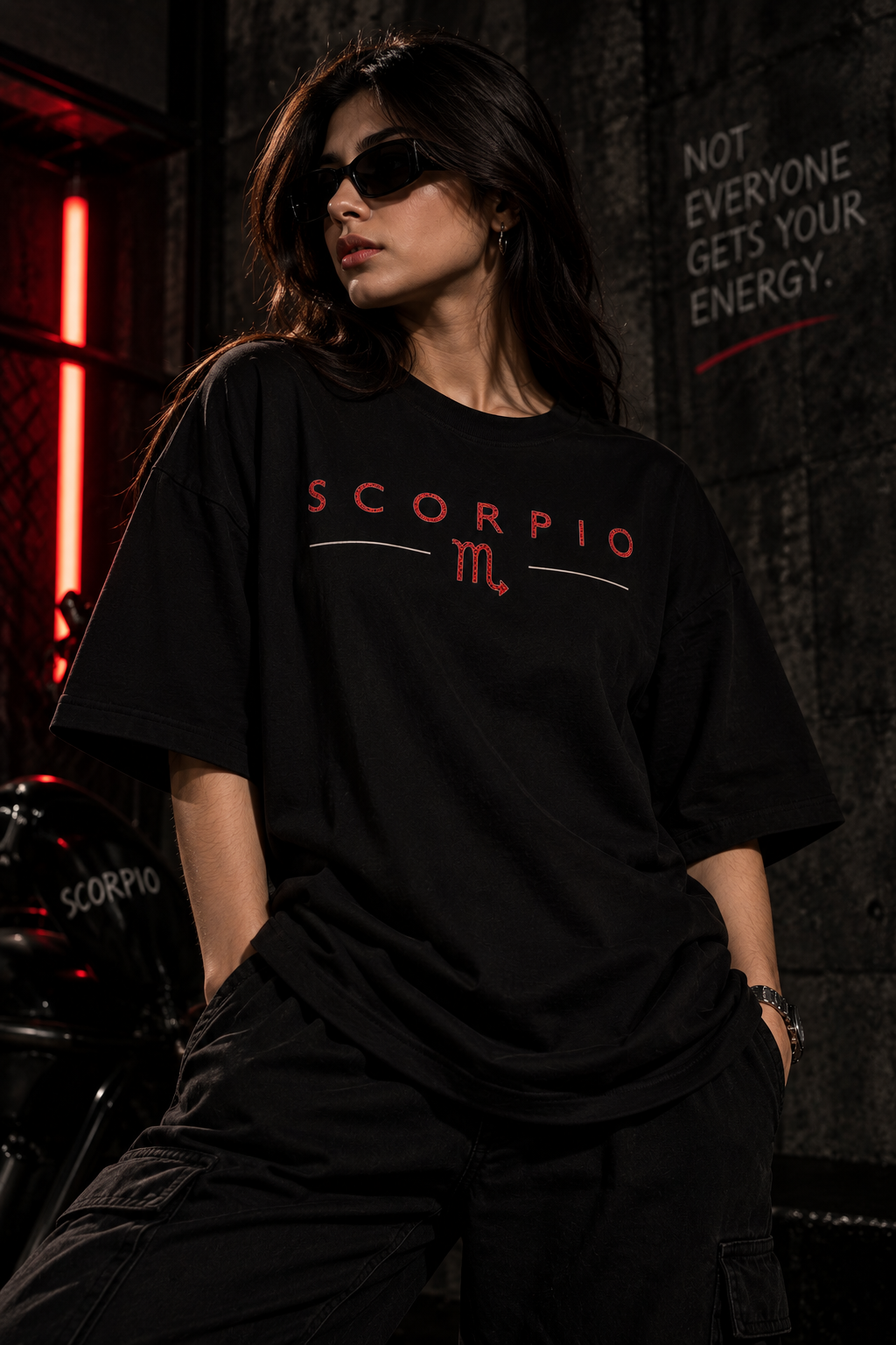 Scorpio Not Everyone Gets Your Energy Embroidery Oversized T-Shirt | LE BANCHO