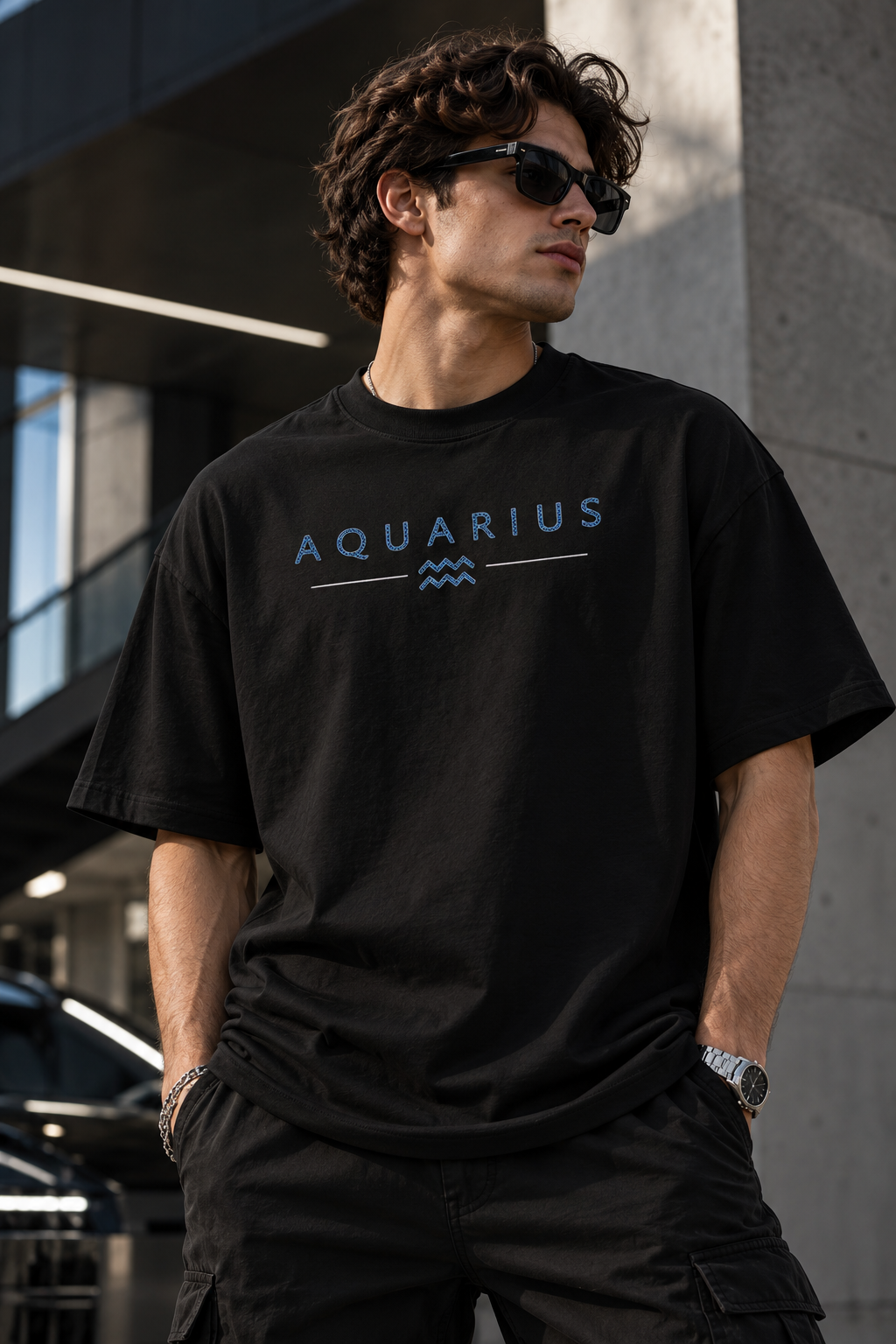 Aquarius Built Different Embroidery Oversized T-Shirt | LE BANCHO