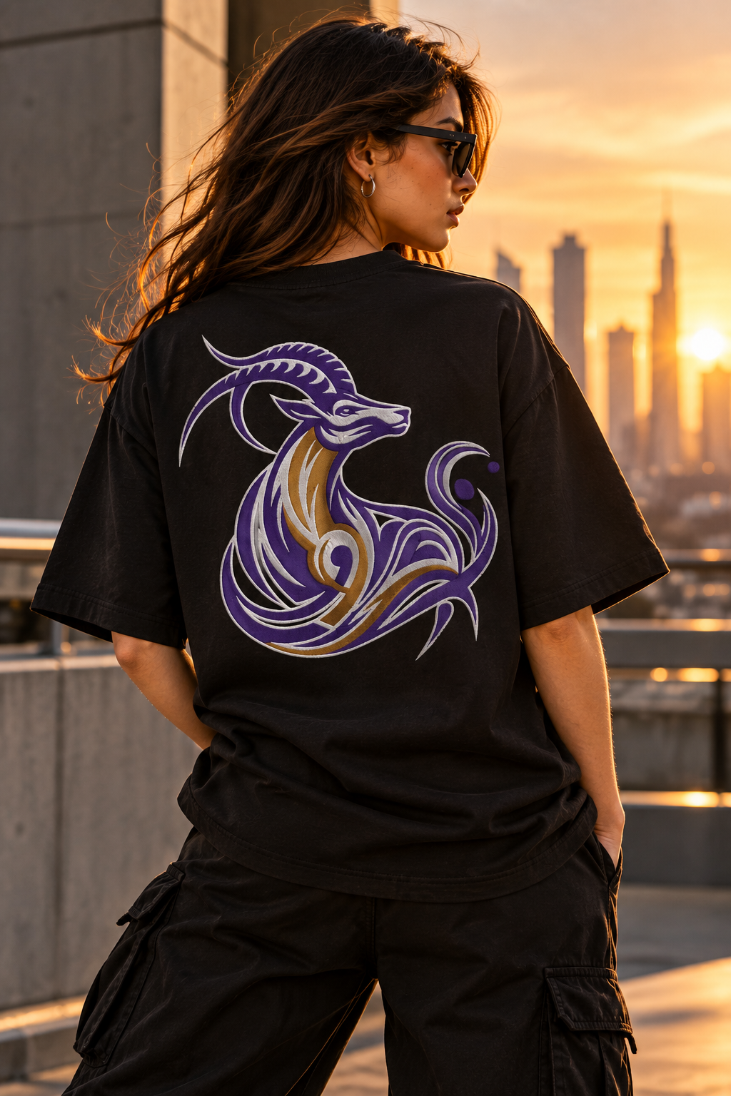 Capricorn Built Different Embroidery Oversized T-Shirt | LE BANCHO