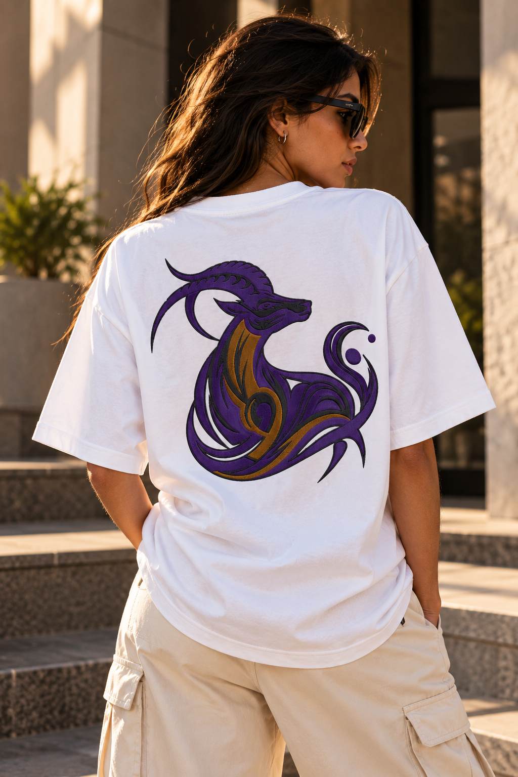 Capricorn Built Different Embroidery Oversized T-Shirt | LE BANCHO