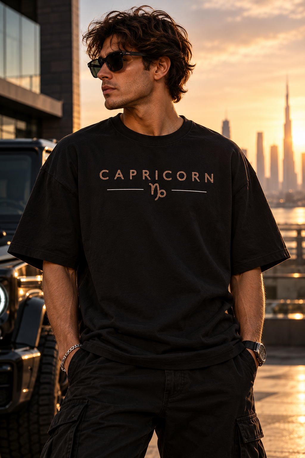 Capricorn Built Different Embroidery Oversized T-Shirt | LE BANCHO