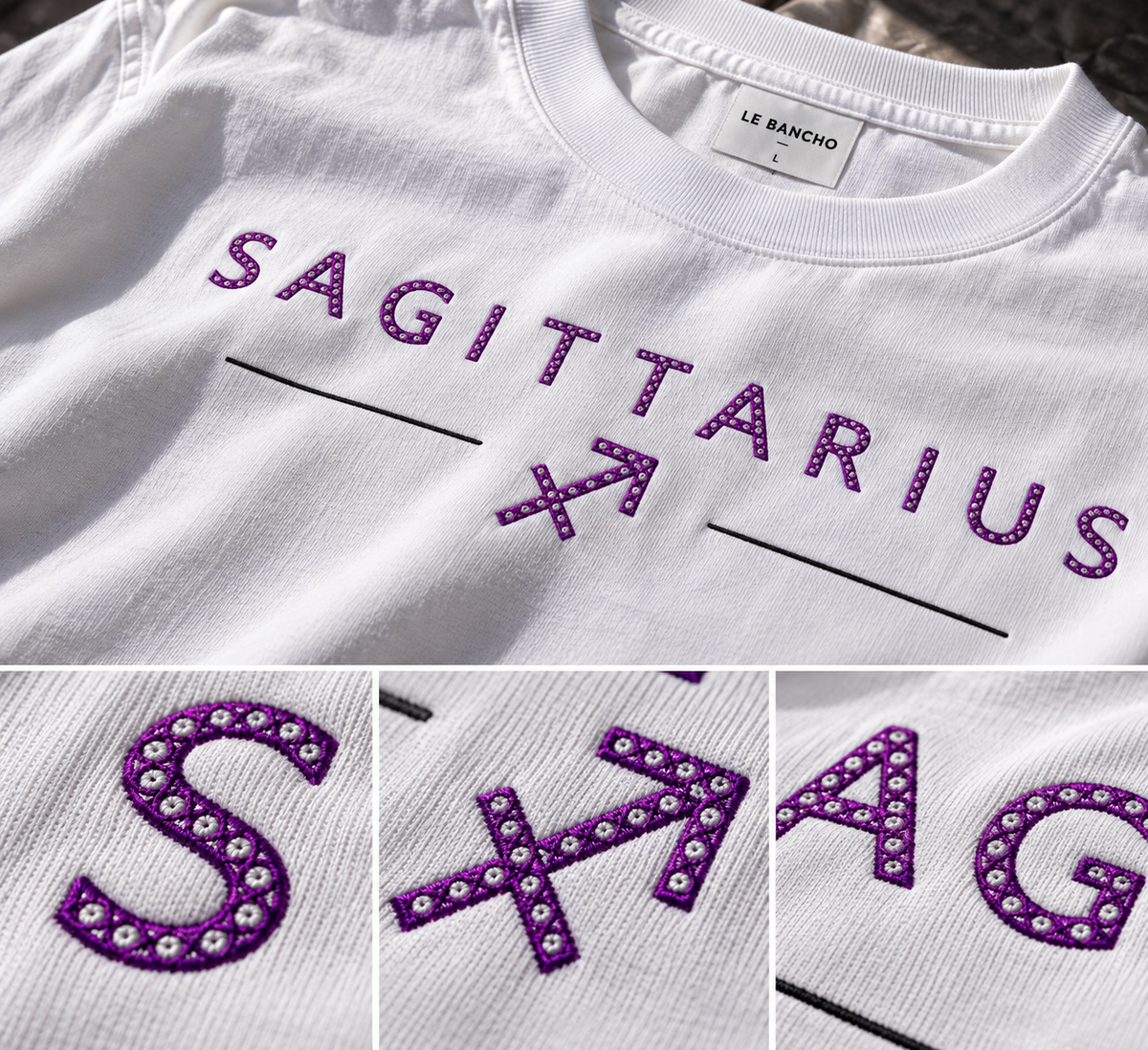 Sagittarius Born to Roam Embroidery Oversized T-Shirt | LE BANCHO