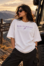 Sagittarius Born to Roam Embroidery Oversized T-Shirt | LE BANCHO