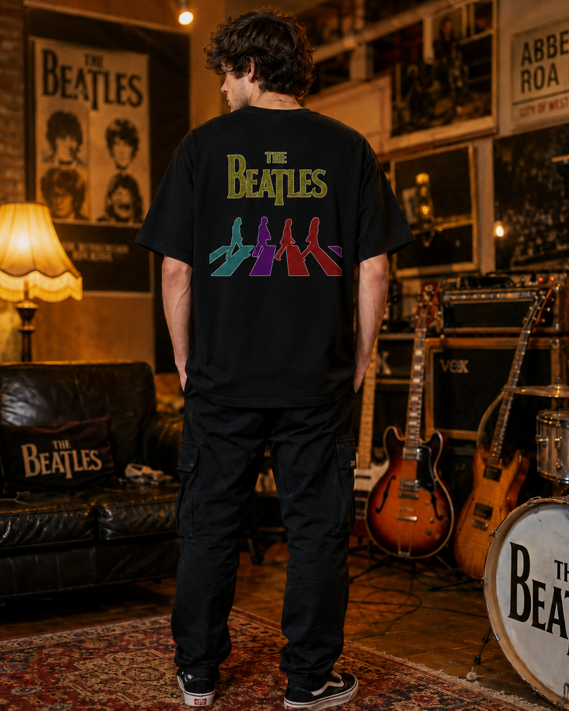 The Beatles Premium Oversized Embroidered Band T-Shirt for Men | 240 GSM 100% Cotton