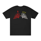 LE BANCHO Angel & Devil Wings Premium Embroidered Oversized T-Shirt for Women | 240 GSM Heavyweight Cotton | Black Streetwear Tee