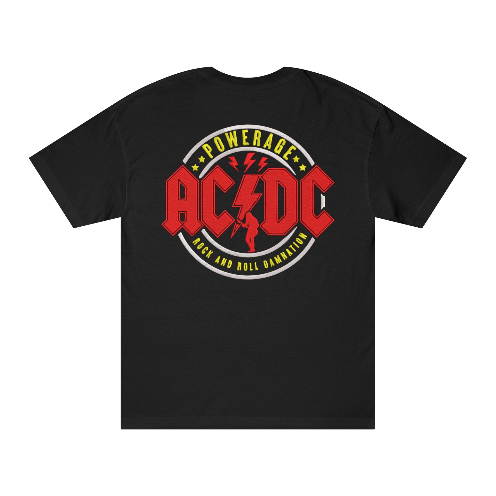 AC/DC Powerage Premium Oversized Embroidered Band T-Shirt for Men | 240 GSM 100% Cotton