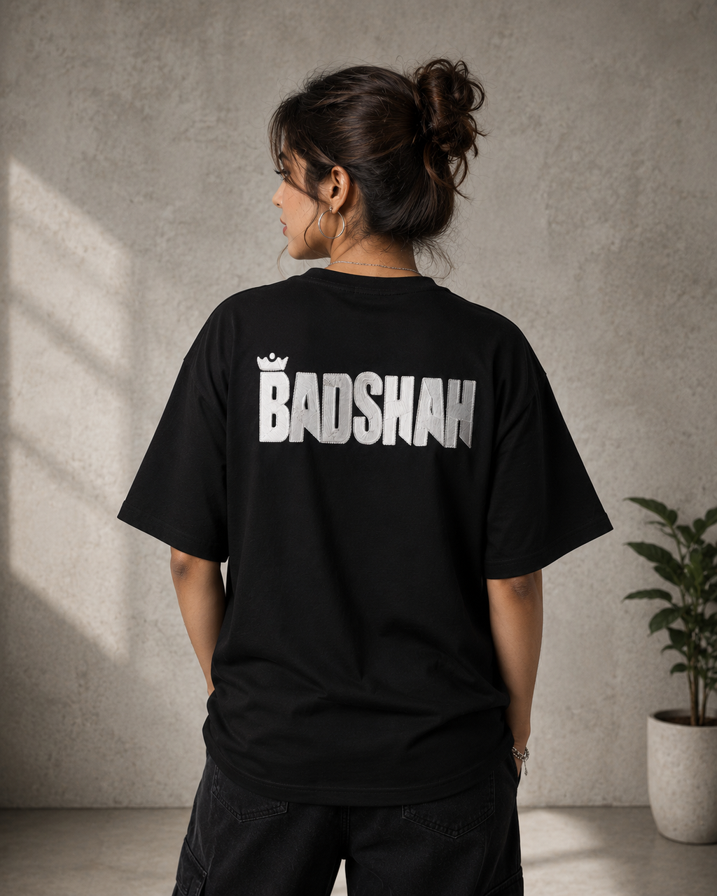 Badshah Premium Oversized Embroidered Artist T-Shirt for Women | 240 GSM 100% Cotton