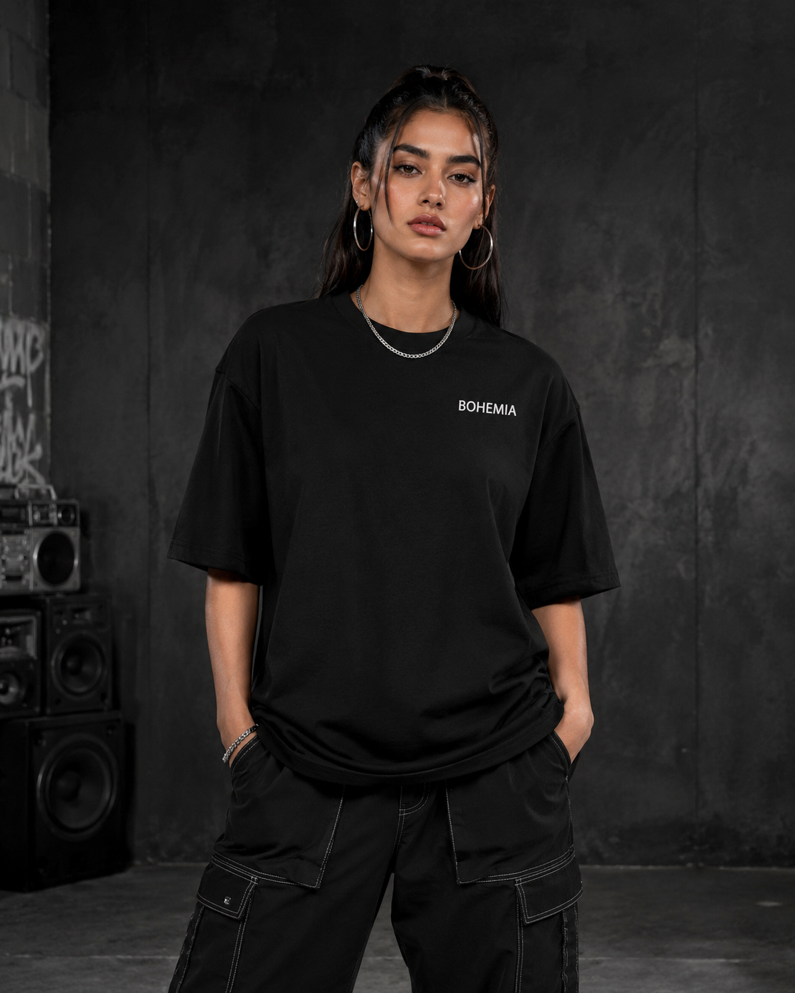 Bohemia Kali Denali Premium Oversized Embroidered T-Shirt for Women | 240 GSM 100% Cotton