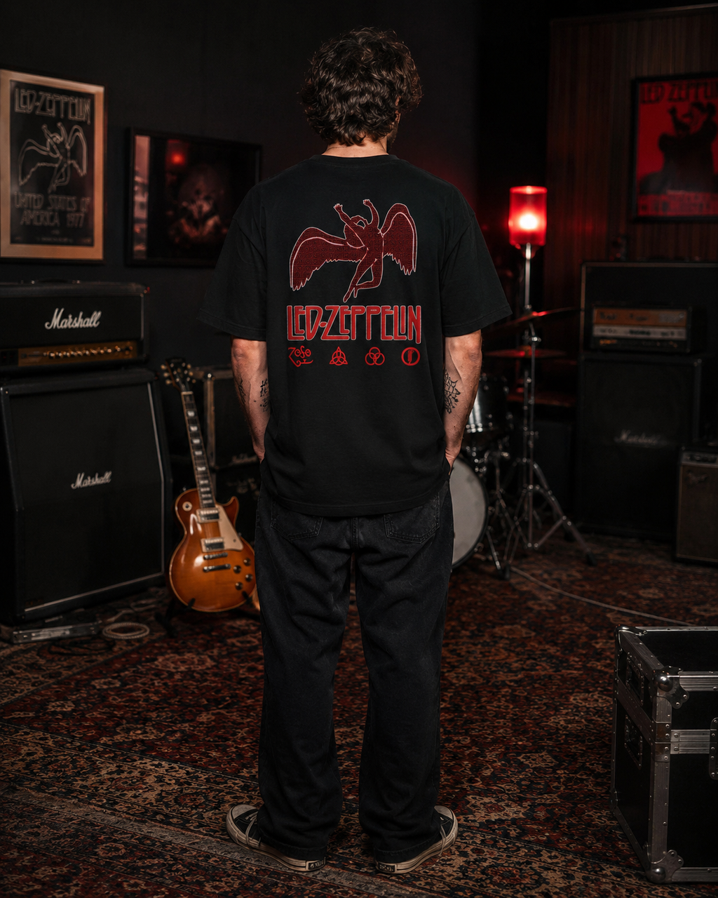 Led Zeppelin Premium Oversized Embroidered Band T-Shirt for Men | 240 GSM 100% Cotton