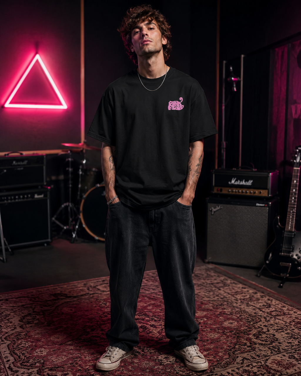 Pink Floyd Premium Oversized Embroidered Band T-Shirt for Men | 240 GSM 100% Cotton