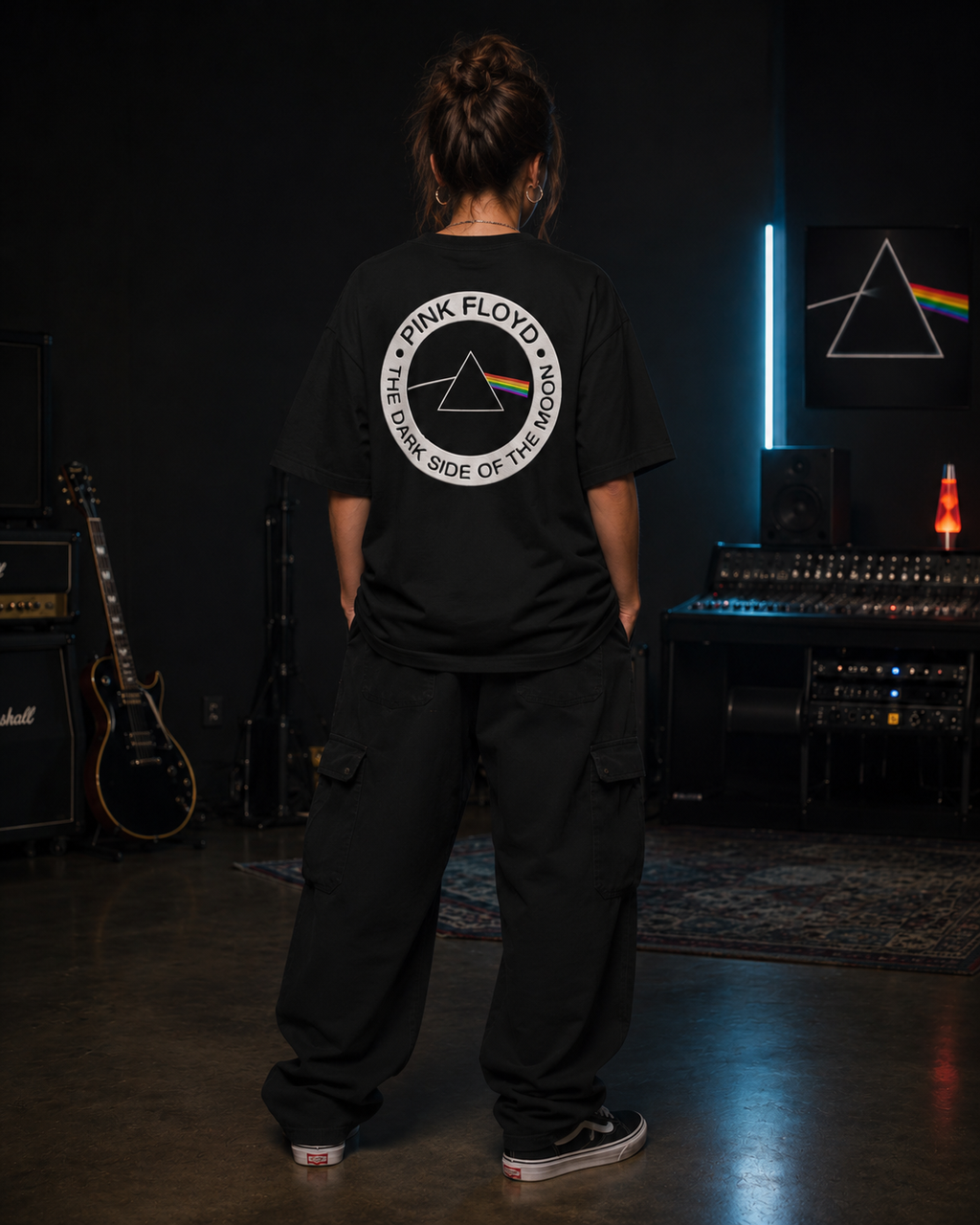 Pink Floyd Premium Oversized Embroidered Band T-Shirt for Women | 240 GSM 100% Cotton
