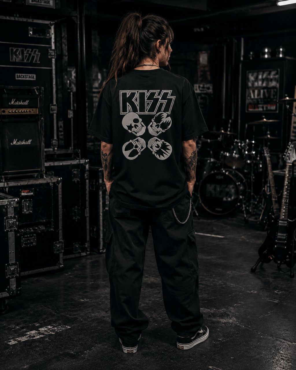 KISS Premium Oversized Embroidered Band T-Shirt for Women | 240 GSM 100% Cotton