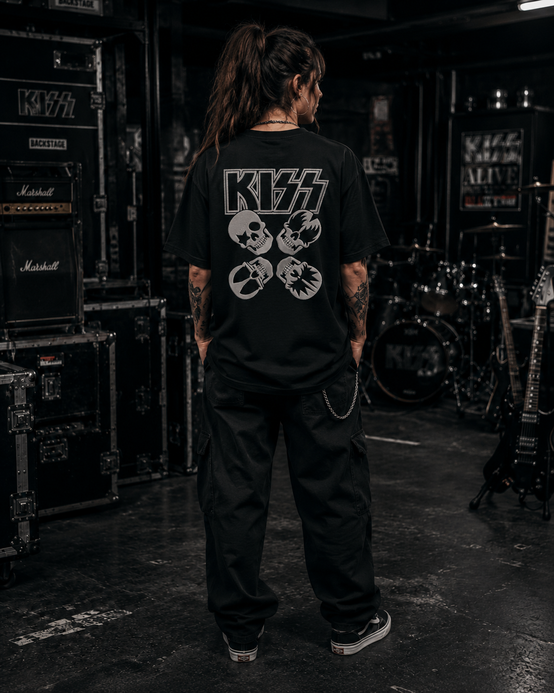 KISS Premium Oversized Embroidered Band T-Shirt for Women | 240 GSM 100% Cotton