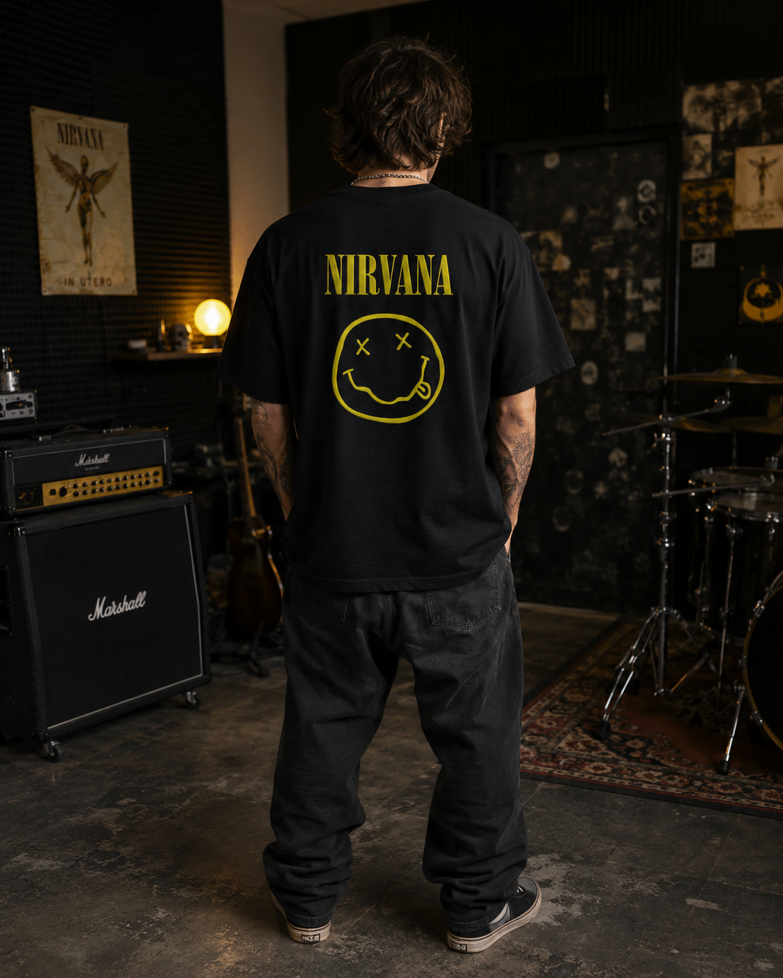 Nirvana Premium Oversized Embroidered Band T-Shirt for Men | 240 GSM 100% Cotton