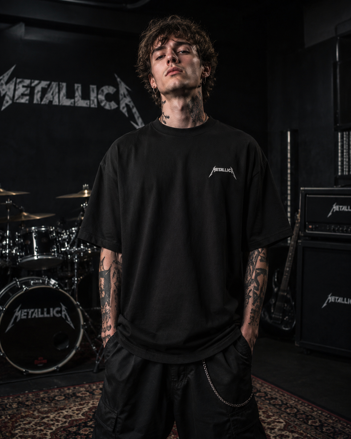 Metallica Premium Oversized Embroidered Band T-Shirt for Men | 240 GSM 100% Cotton