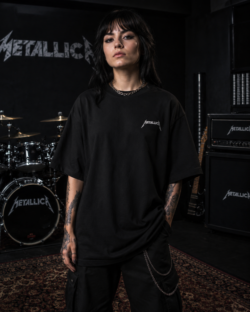 Metallica Premium Oversized Embroidered Band T-Shirt for Women | 240 GSM 100% Cotton