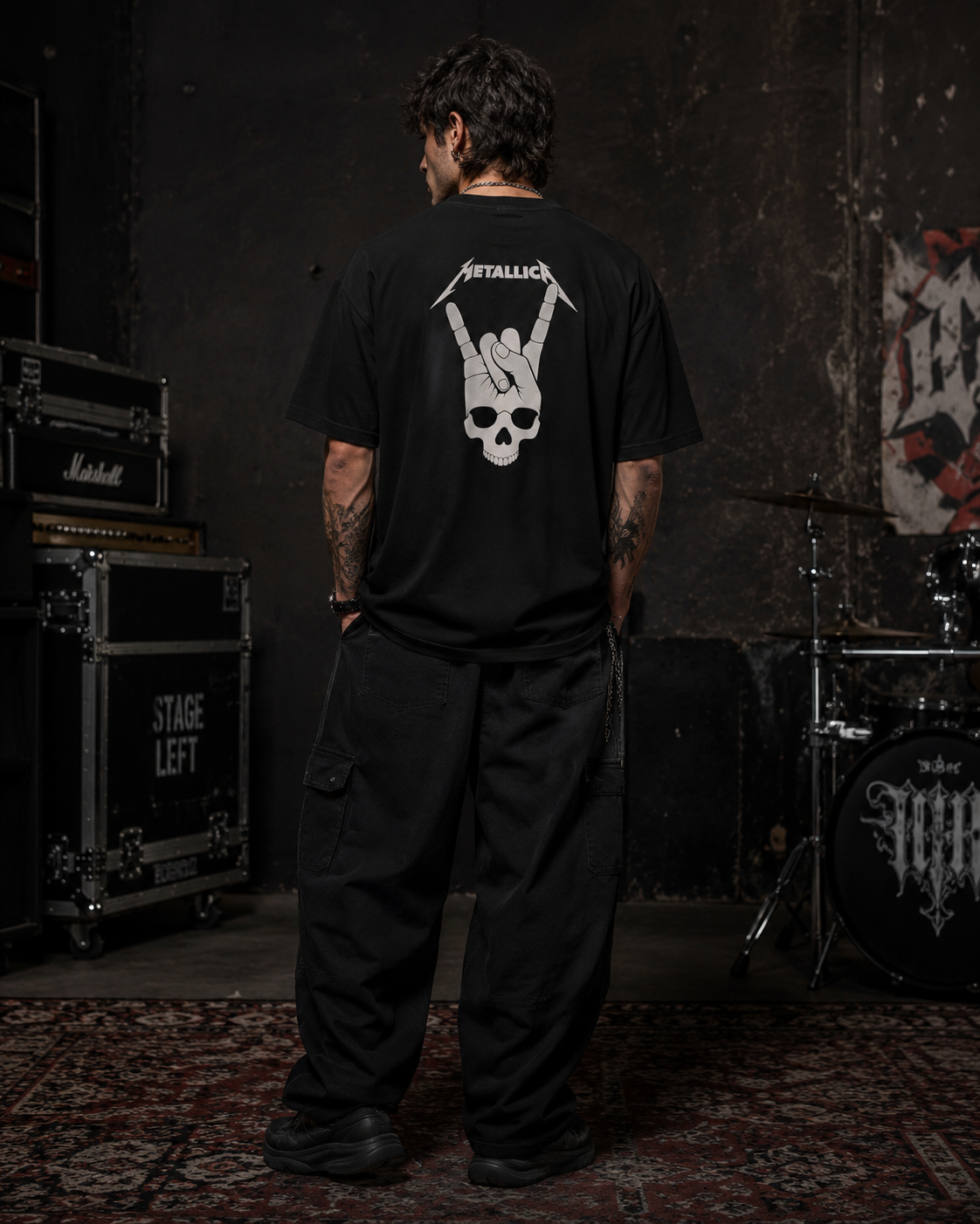Metallica Premium Oversized Embroidered Band T-Shirt for Men | 240 GSM 100% Cotton