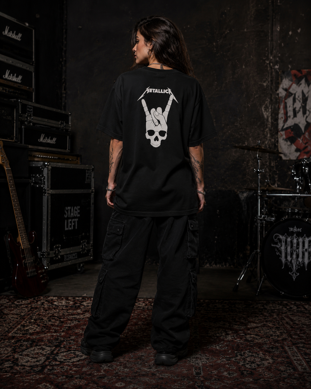 Metallica Premium Oversized Embroidered Band T-Shirt for Women | 240 GSM 100% Cotton
