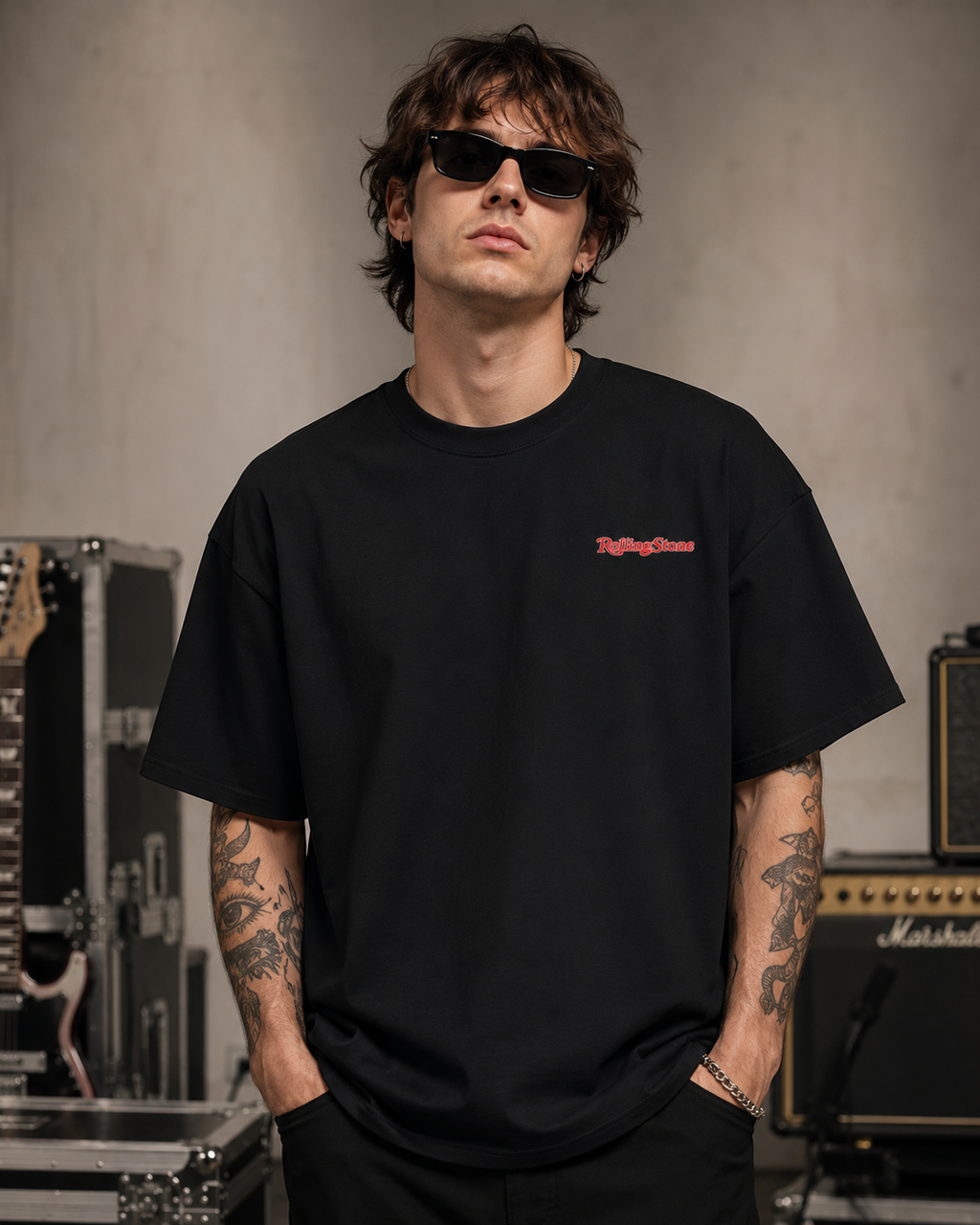 The Rolling Stones Premium Oversized Embroidered Band T-Shirt for Men | 240 GSM 100% Cotton