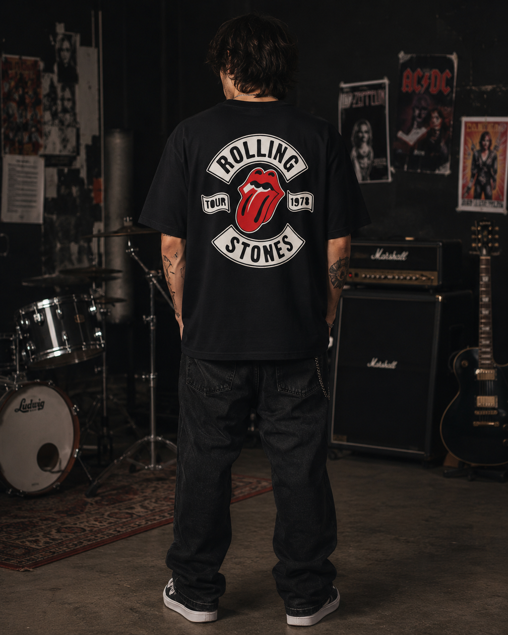 The Rolling Stones Premium Oversized Embroidered Band T-Shirt for Men | 240 GSM 100% Cotton