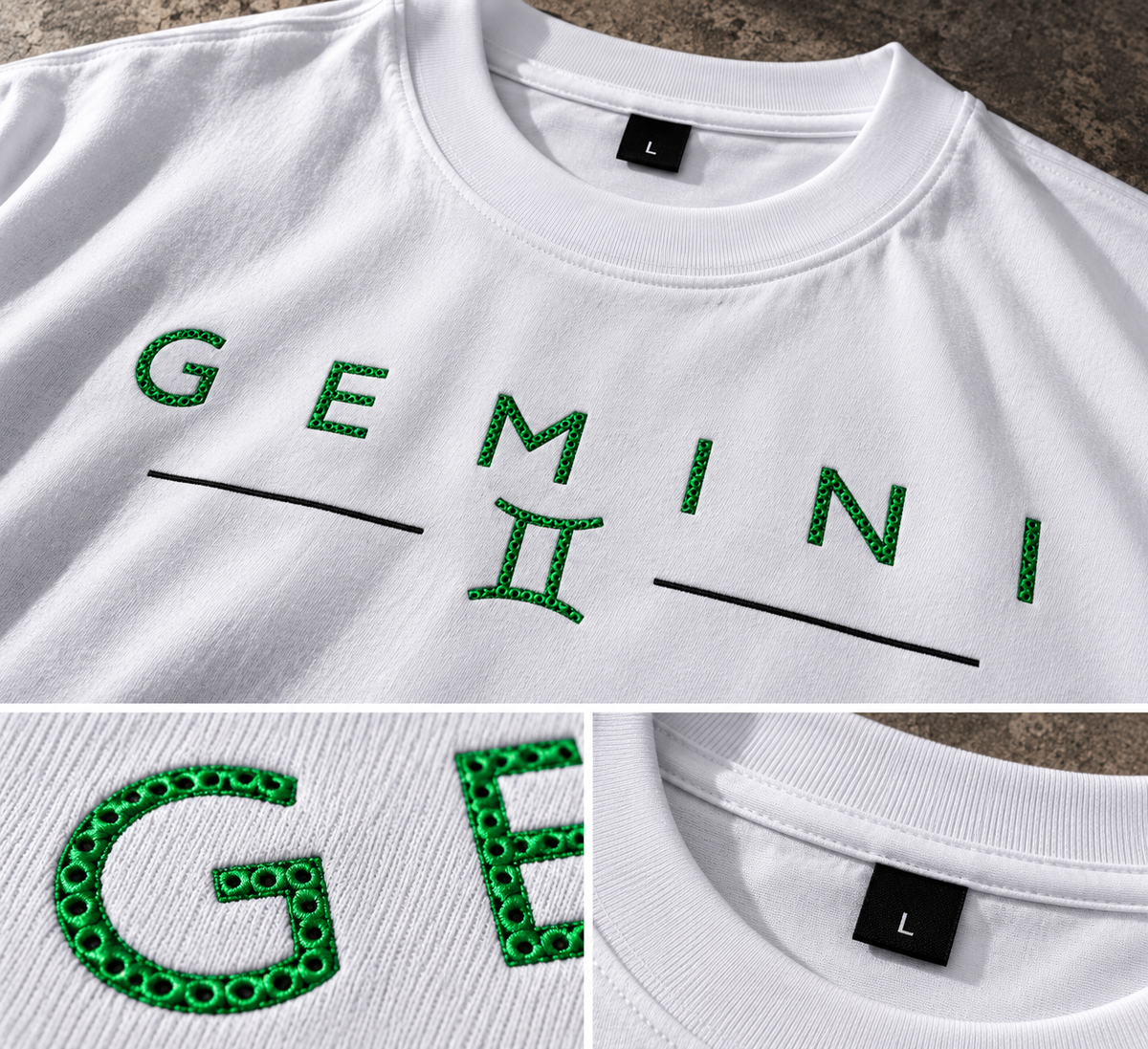 Gemini Two Sides One Iconic fit Embroidery Oversized T-Shirt