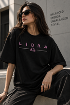 Libra Balanced Energy Unbalanced Style Embroidery Oversized T-Shirt | LE BANCHO