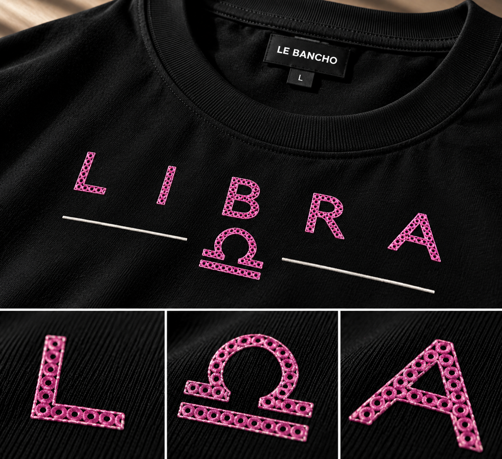 Libra Balanced Energy Unbalanced Style Embroidery Oversized T-Shirt | LE BANCHO