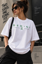 Gemini Two Sides One Iconic fit Embroidery Oversized T-Shirt