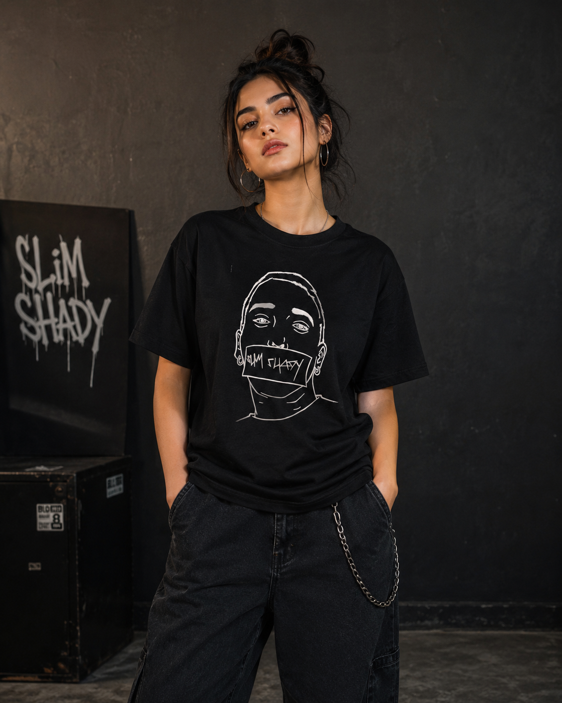 Eminem Tribute Premium Oversized T-Shirt for Women | 240 GSM 100% Cotton
