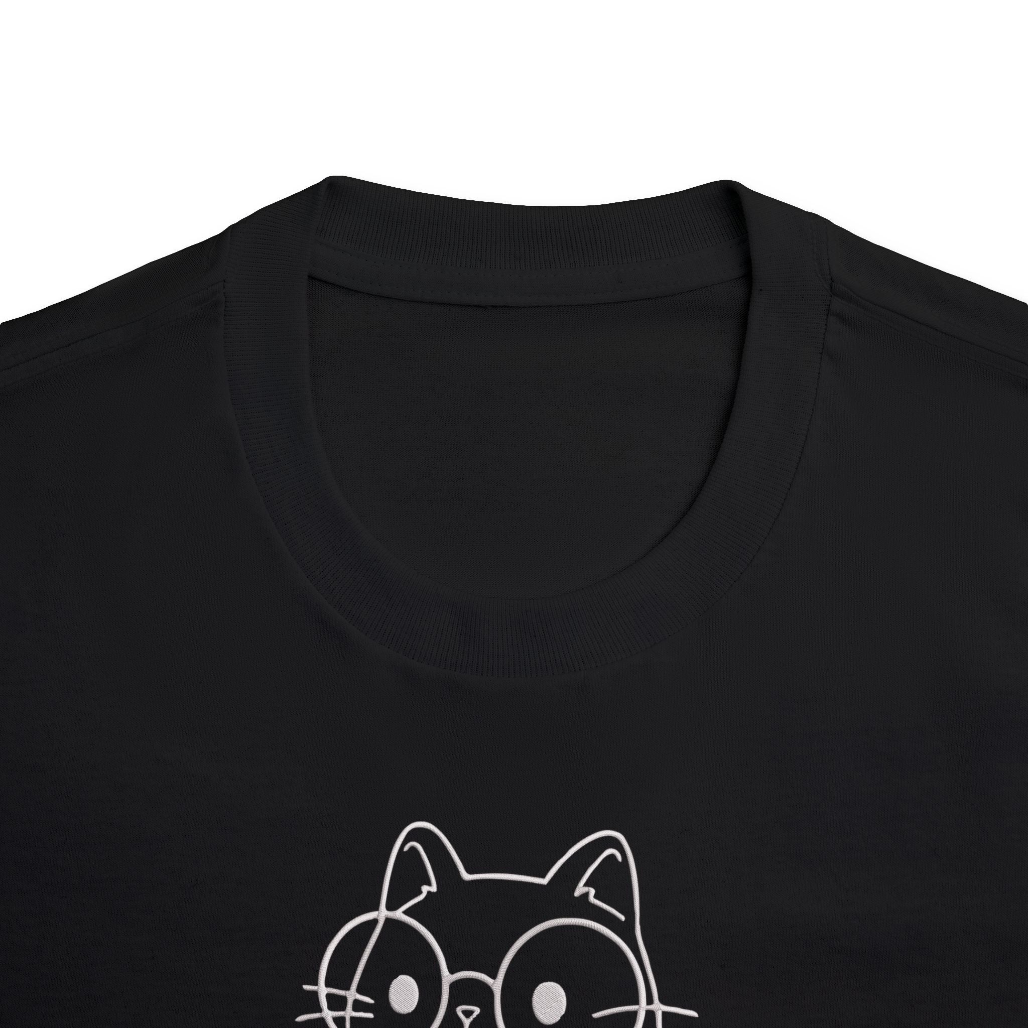 LE BANCHO Cute Cat Premium Embroidered Oversized T-Shirt for Men | 240 GSM Heavyweight Cotton | Black Minimal Streetwear Tee
