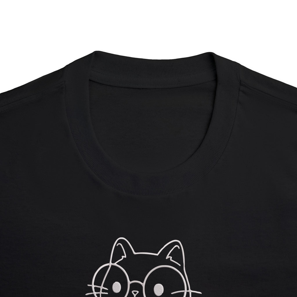 LE BANCHO Cute Cat Premium Embroidered Oversized T-Shirt for Women | 240 GSM Heavyweight Cotton | Black Minimal Streetwear Tee