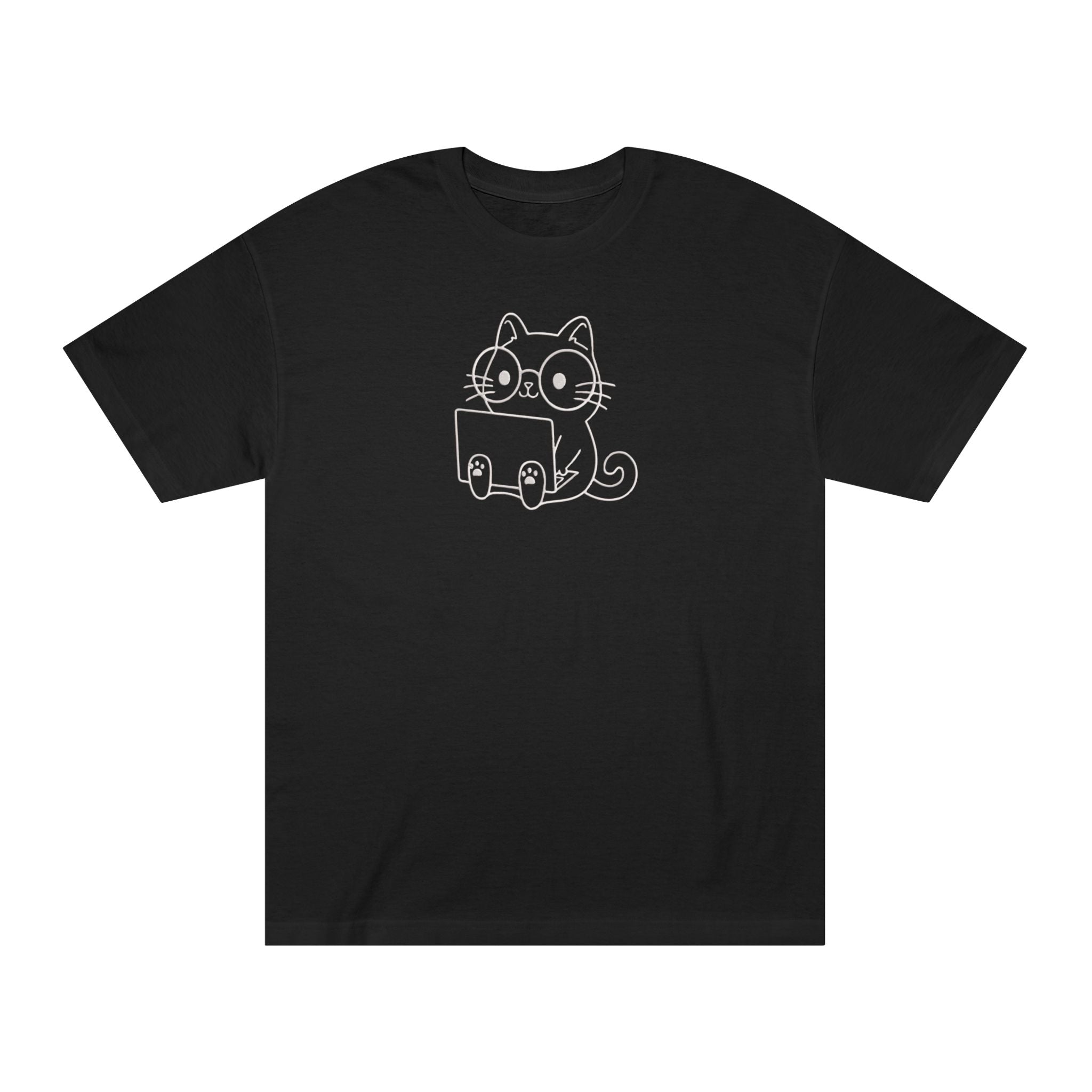LE BANCHO Cute Cat Premium Embroidered Oversized T-Shirt for Men | 240 GSM Heavyweight Cotton | Black Minimal Streetwear Tee