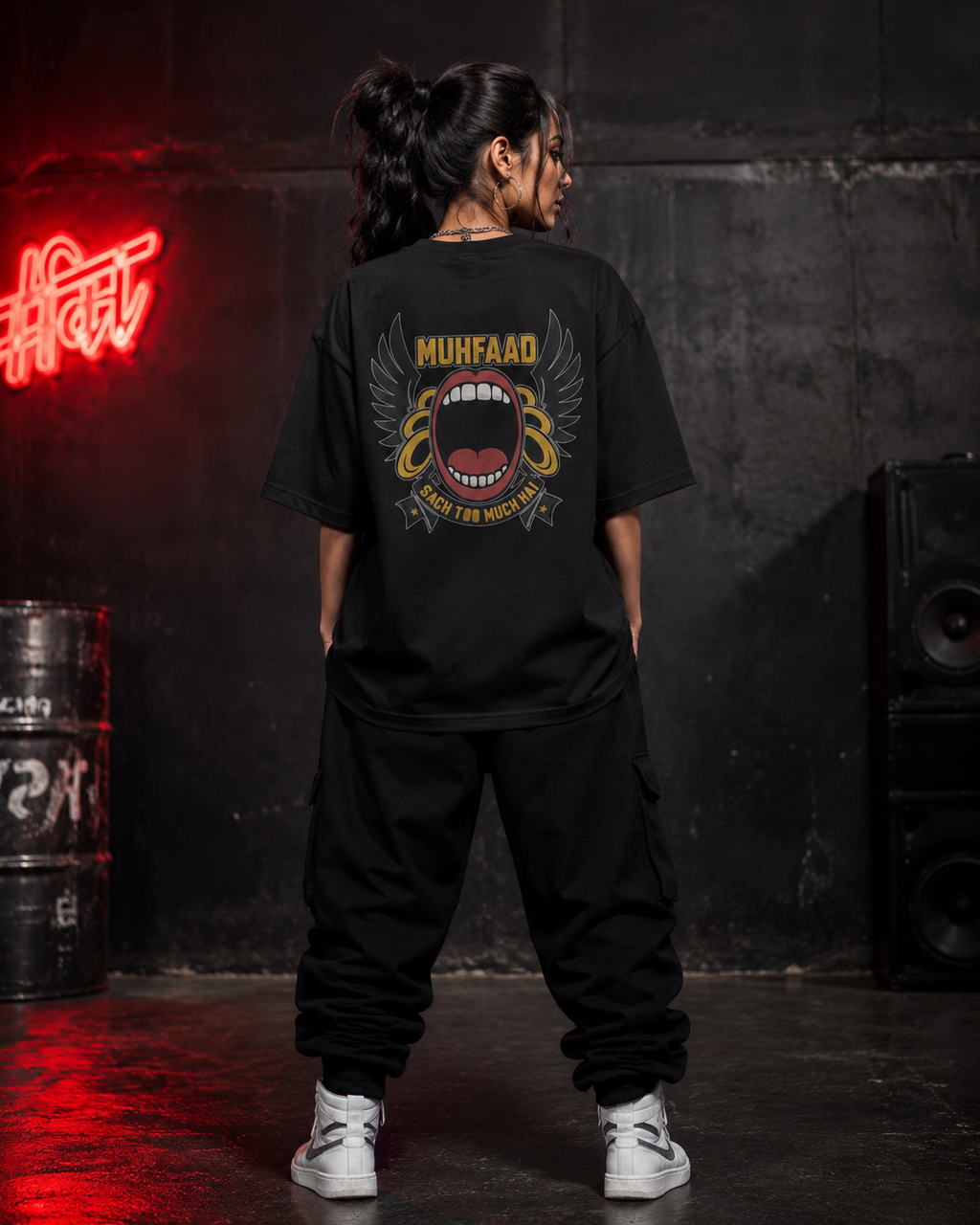 Muhfaad Premium Oversized T-Shirt for Women | 240 GSM Cotton Streetwear
