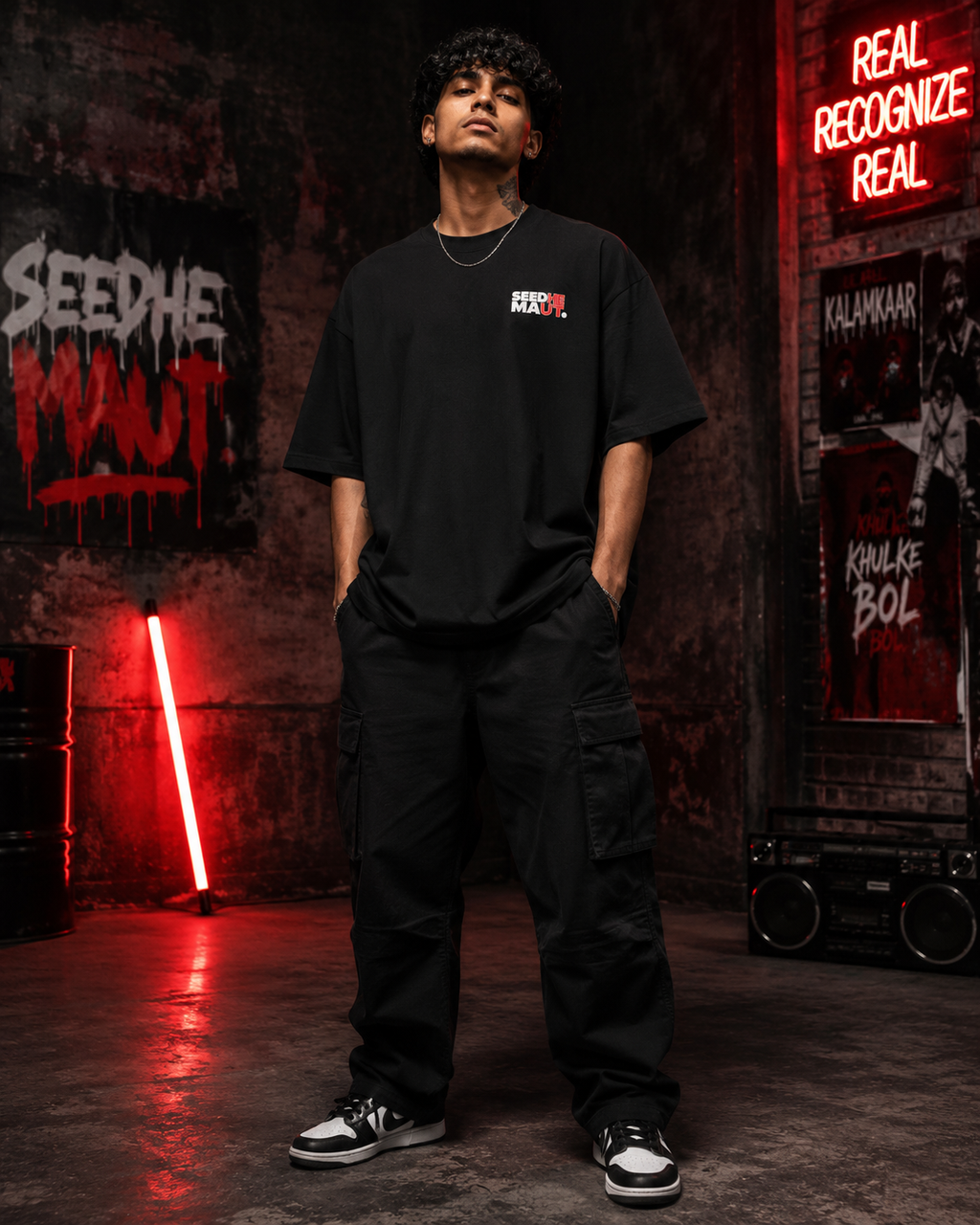 Seedhe Maut Premium Oversized T-Shirt for Men | 240 GSM Embroidered Hip-Hop Streetwear Tee