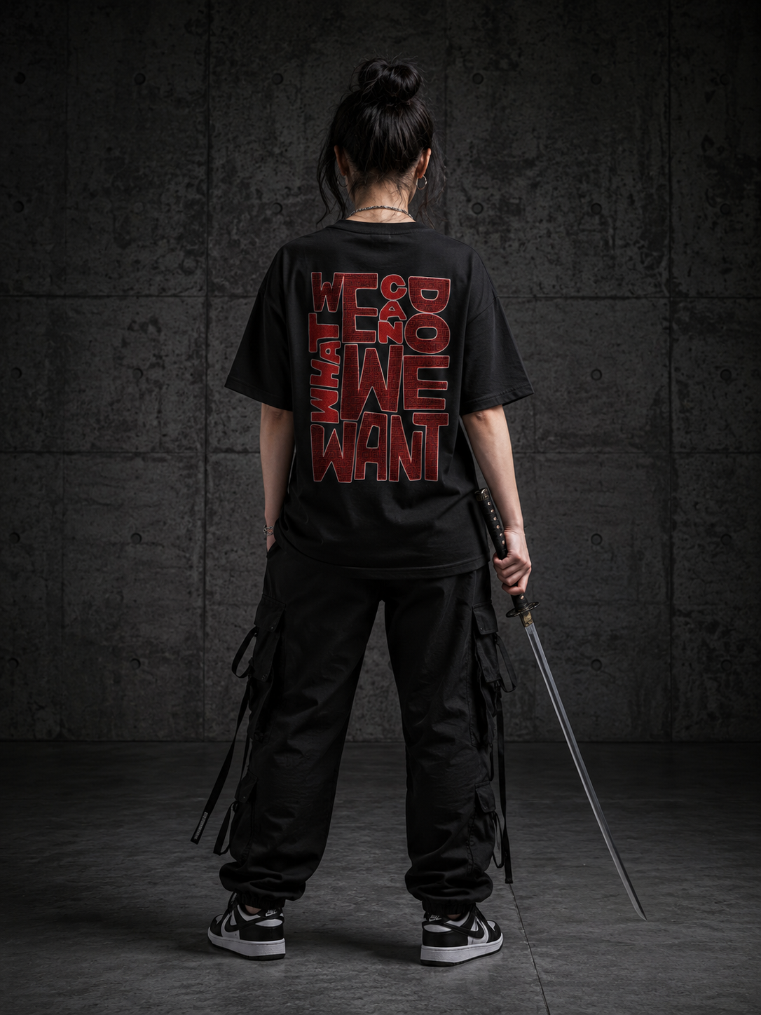 We Can Do Premium Oversized Embroidered Typography T-Shirt for Women | 240 GSM 100% Cotton
