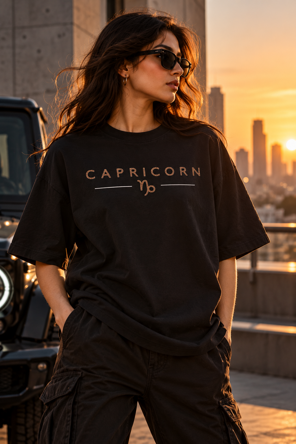 Capricorn Built Different Embroidery Oversized T-Shirt | LE BANCHO