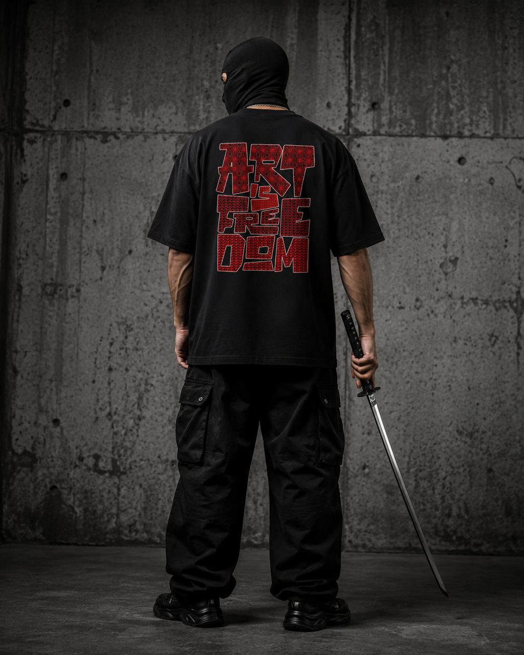 Art Is Freedom Premium Oversized T-Shirt for Men | 240 GSM 100% Cotton Embroidered Typography Tee