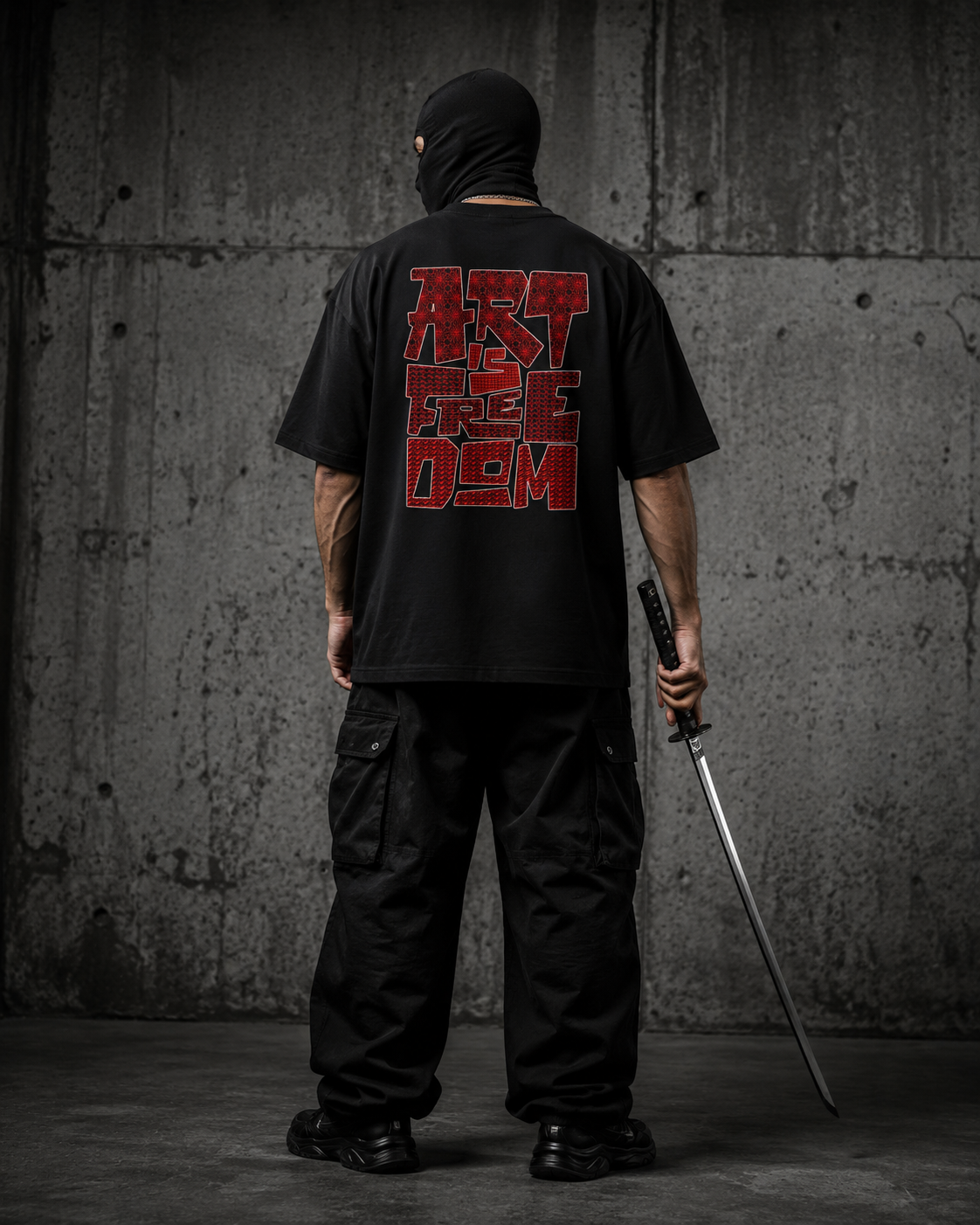 Art Is Freedom Premium Oversized T-Shirt for Men | 240 GSM 100% Cotton Embroidered Typography Tee