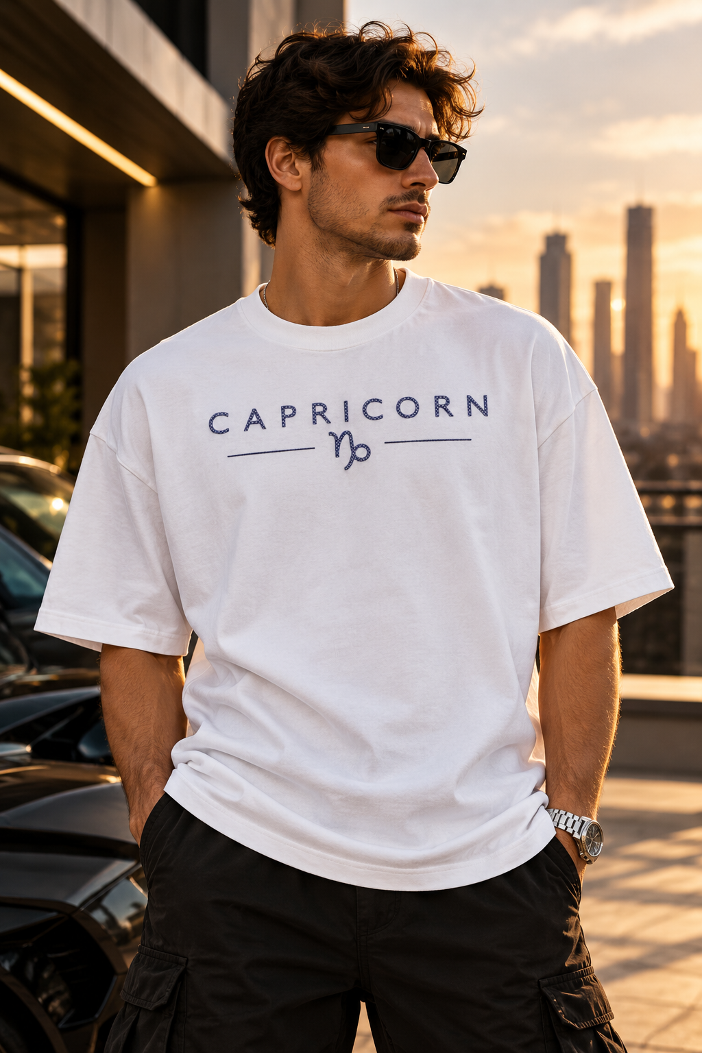 Capricorn Built Different Embroidery Oversized T-Shirt | LE BANCHO