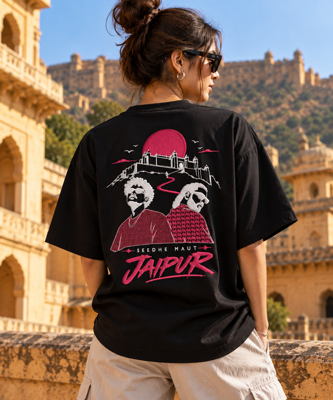 Seedhe Maut Jaipur Concert Edition Embroidery Oversized T-Shirt for Women | LE BANCHO
