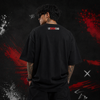 LE BANCHO Streetwear Embroidered Oversized T-Shirt for Men | Premium 240 GSM Cotton | Relaxed Fit | Black