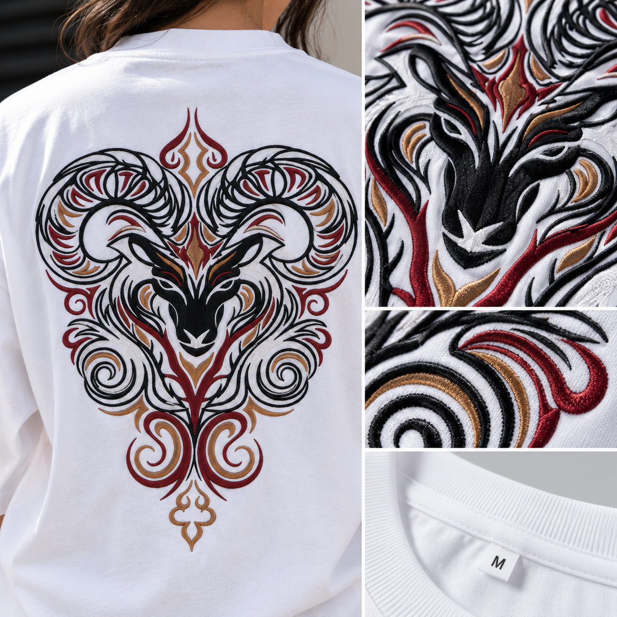 Aries Born to Lead Made to Stand Out Embroidery Oversized T-Shirt