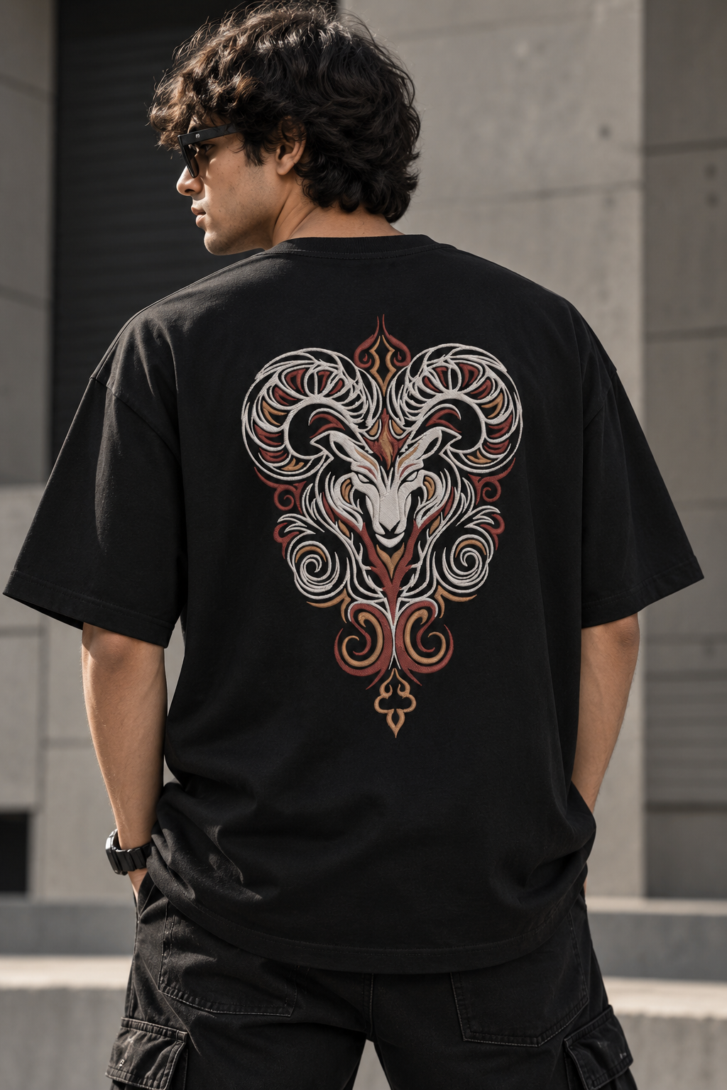 Aries Born to Lead Made to Stand Out Embroidery Oversized T-Shirt