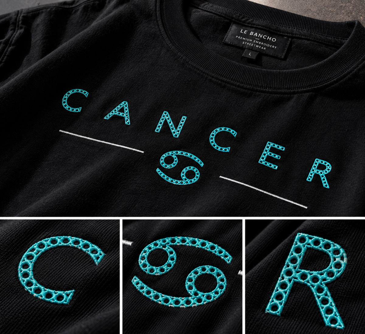 Cancer Soft Heart Hard Shell Embroidery Oversized T-Shirt | LE BANCHO