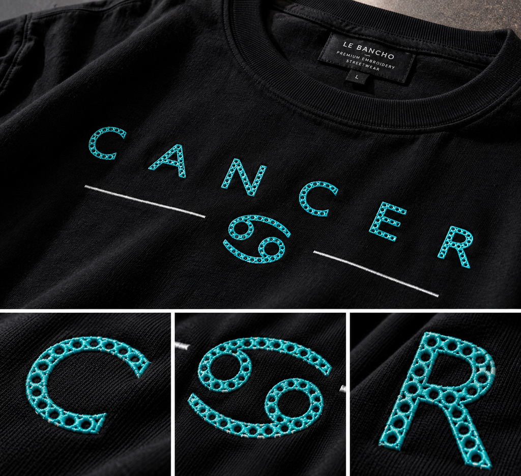 Cancer Soft Heart Hard Shell Embroidery Oversized T-Shirt | LE BANCHO